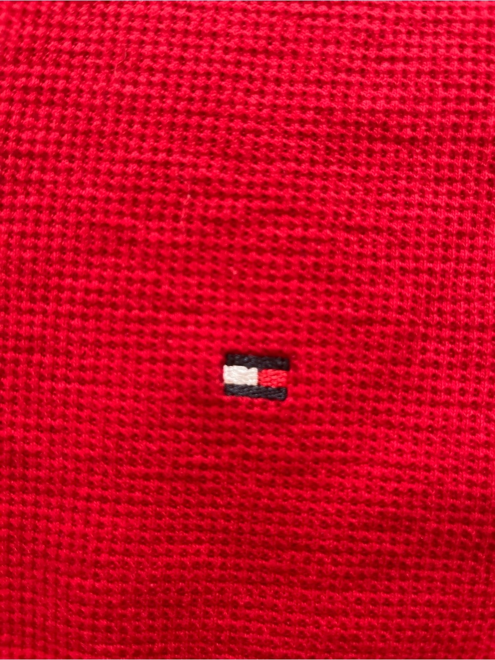 Tommy Hilfiger Red Long Sleeve Waffle-Knit Crew Shirt - Picture 2 of 3